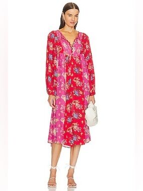 SPELL 
Solstice Boho Midi Dress in Salsa Rose
Color: Salsa Rose